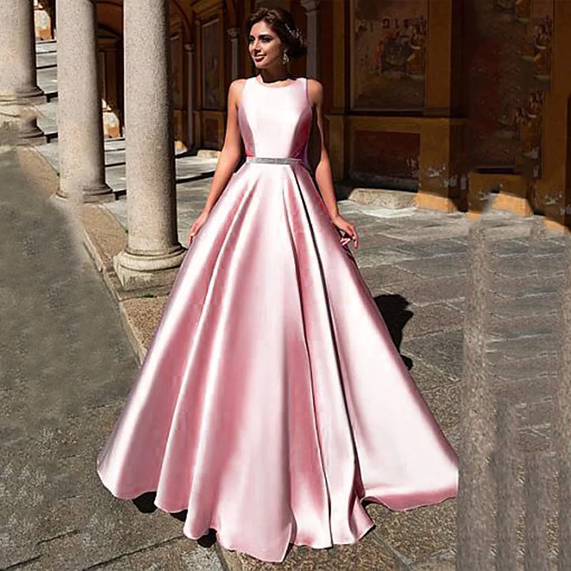 Женское атласное платье знаменитости длинное ТРАПЕЦИЕВИДНОЕ ПЛАТЬЕ с открытой