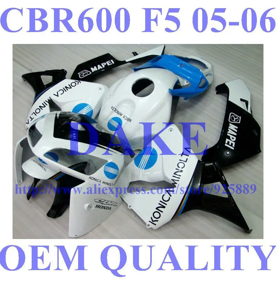

DAKE Injcetion mold fairing kit for HONDA CBR600RR 05 06 F5 Blue white black CBR600 RR 2005 2006 ABS fairings parts #8SJKKL