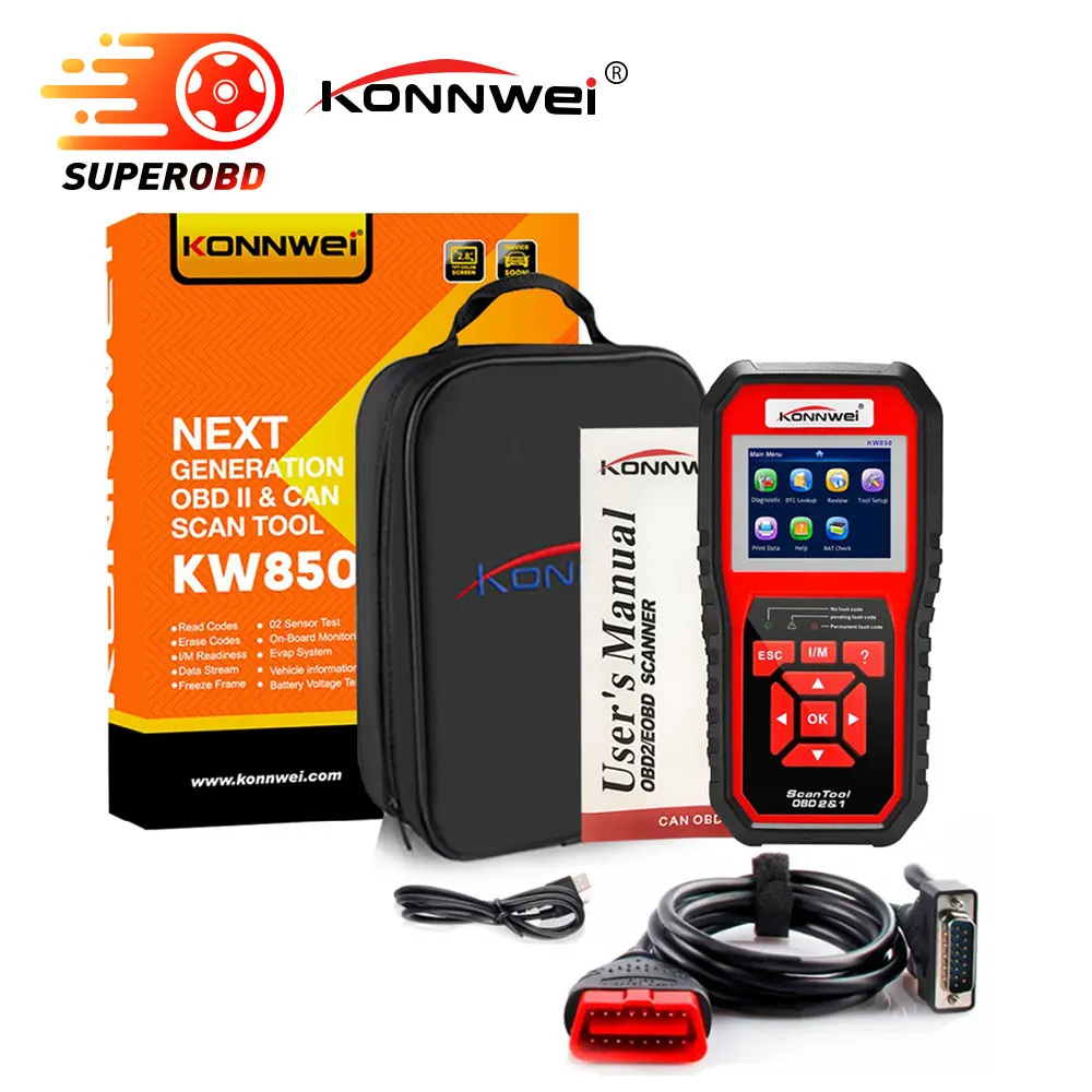 Автомобильный считыватель кодов KONNWEI KW850 OBDII диагностический инструмент для