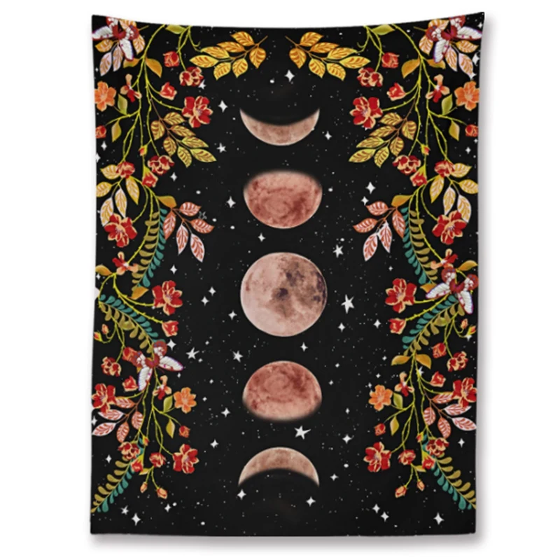 

Садовый гобелен с лунным светом, цветочный гобелен с лунным светом, украшение для дома, украшение для спальни, фоновая ткань