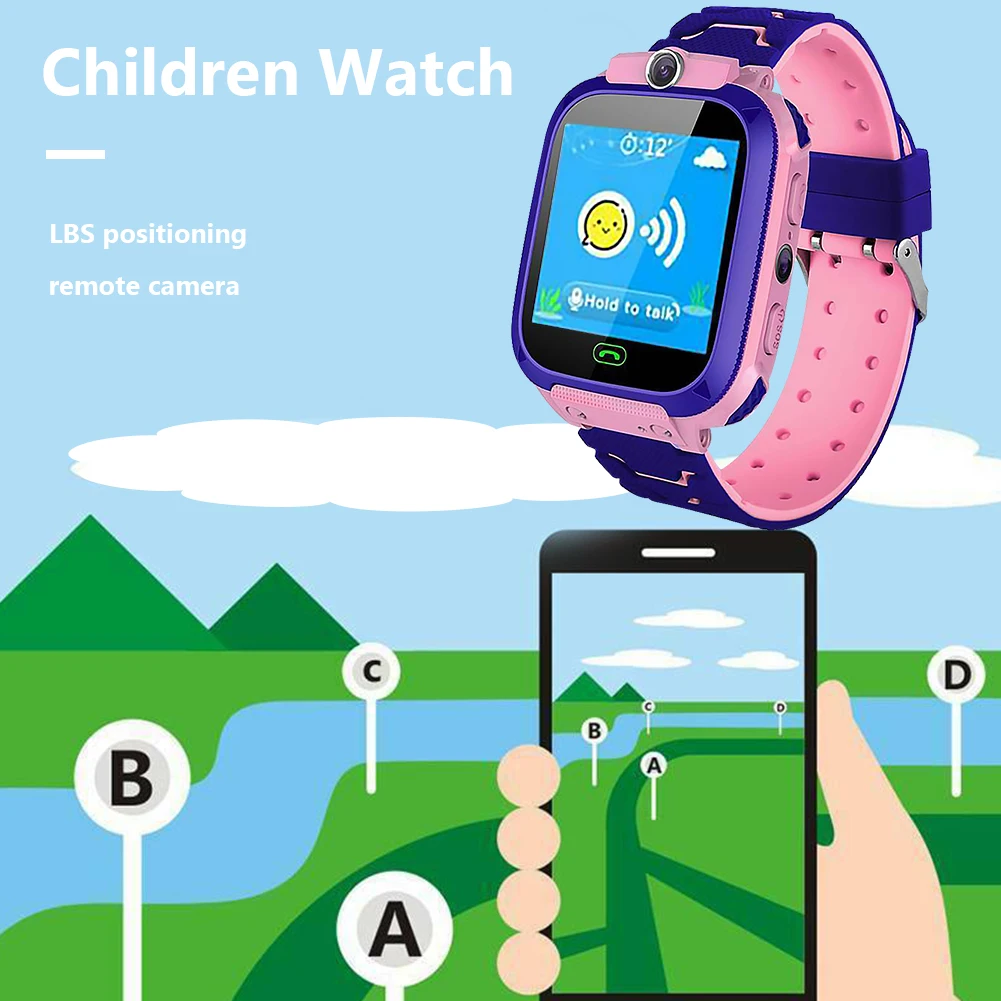 q12 kids smartwatch waterproof phone call watch sos anti lost tracker smart watch for children gift blue pink multi languages free global shipping