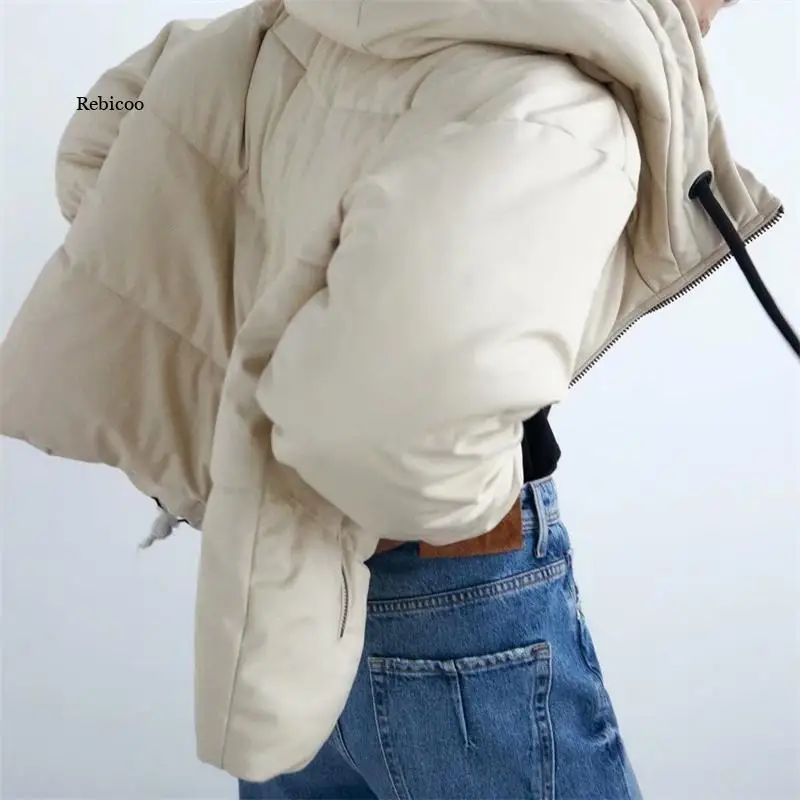 Женская модная Толстая Теплая стеганая куртка из искусственной кожи пальто