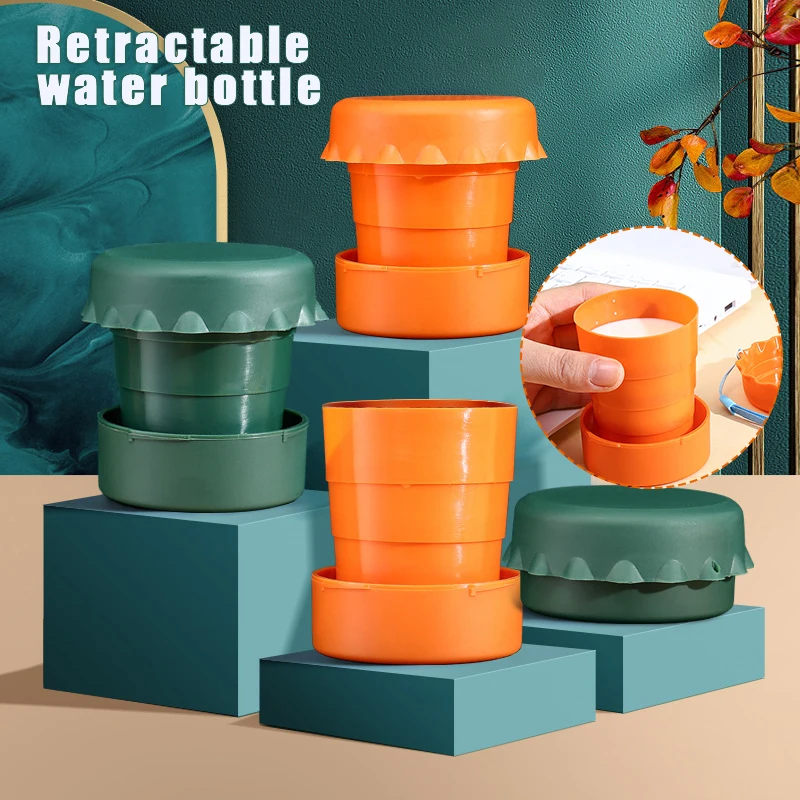 

270ML Collapsible Travel Cup Plastic Folding Camping Cup with Lids Expandable Drinking Cup Set Portable XR-Hot