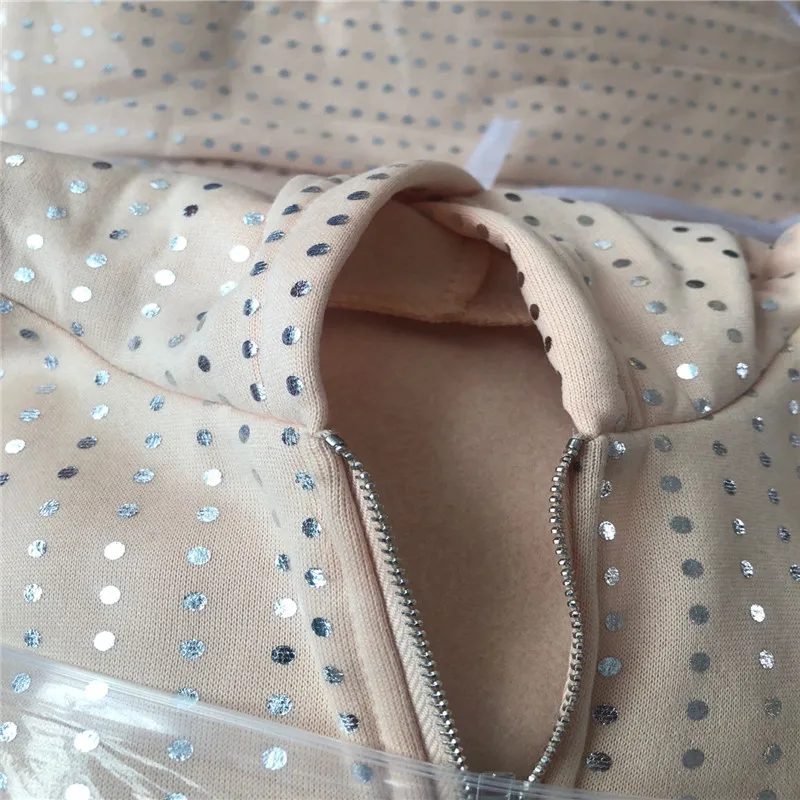 

Women's Two Piece Set Fashion Long Sleeve Solid Color Plush Hoodie Tops Dot Stripe Printed Drawstring Elastic Pants for Autumn