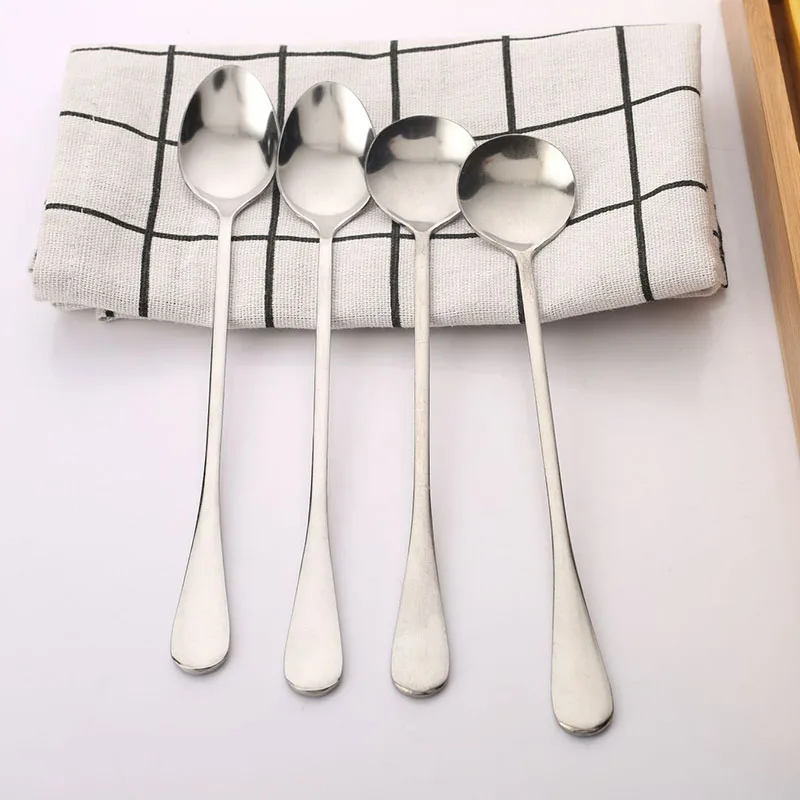 

1Pcs Tableware 19CM Stirrers Oval/Round Kitchen Gadgets Silver Coffee Spoon 410 Stainless Steel Long Handle Multipurpose