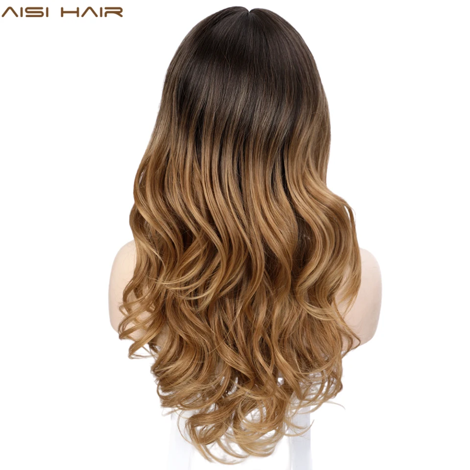 Длинные волнистые синтетические парики AISI HAIR парик со шнуровкой спереди Омбре