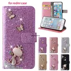 Блестящий Роскошный чехол с бриллиантами для Redmi Note 10 Pro 10 9 8 Pro 7 Foco X3 NFC M3 F3 флип-чехол со слотом для карт кожаный блестящий чехол Стразы