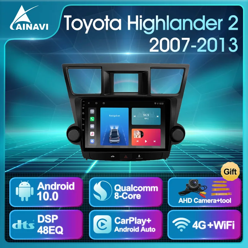 

Car Radio Android10.0 QLED For Toyota Highlander 2 2007-2013 Auto Stereo Multimedia Player Android Auto Carplay DSP No 2din DVD