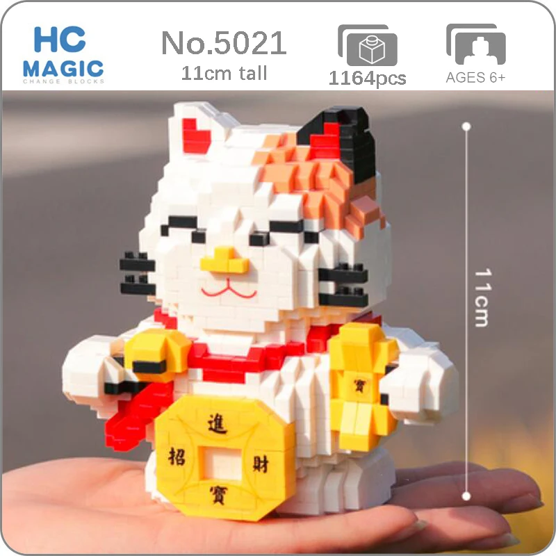 

HC 5021 Animal Pet Lucky Money Fortune Cat 3D Model Building Blocks Kit DIY Mini Diamond Bricks Toy for Kid Children Gifts