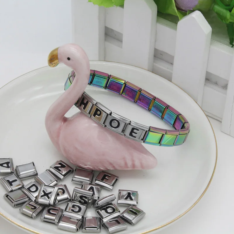 Браслет Hapiship из нержавеющей стали диаметром 2018 дюйма 9 мм с 26 буквами|Бусины| |