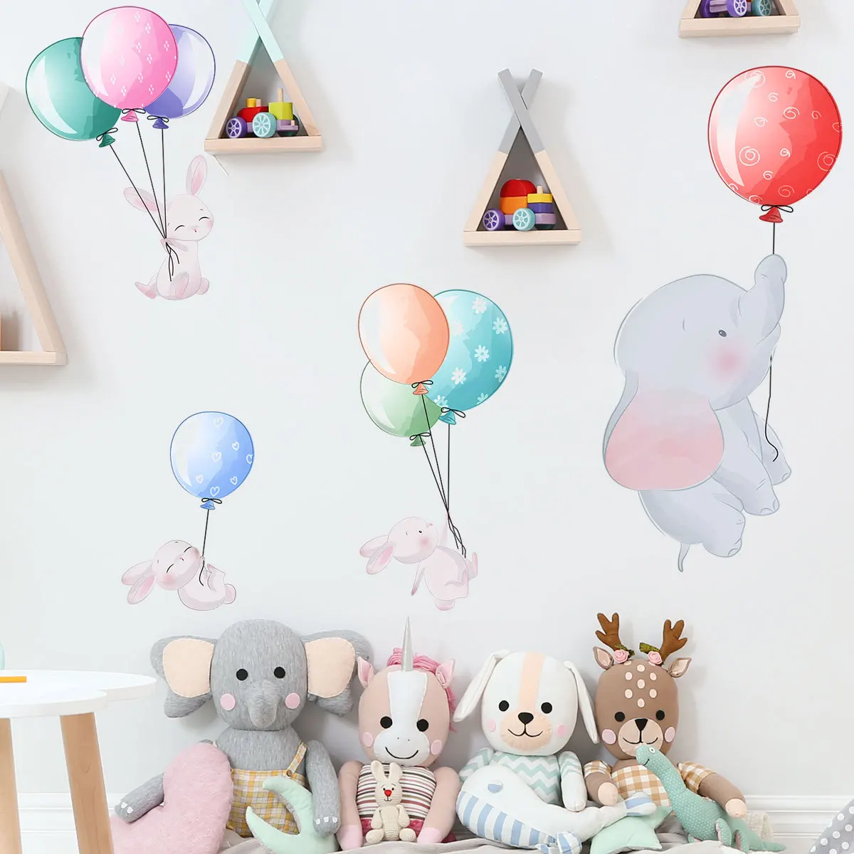 

New Cartoon Elephant Balloon Wall Sticker Children's Room Bedroom Creative Wall Sticker Pvcz Decoration