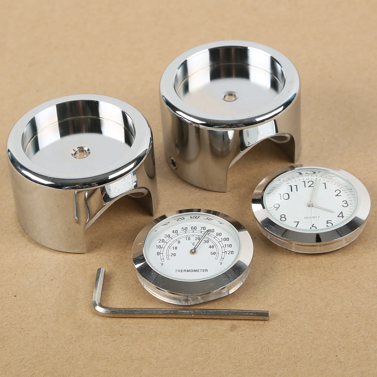 

Motorcycle 7/8'' 1'' Handlebar Dial Clock Temp Thermometer For Harley Motorcycle Crusier