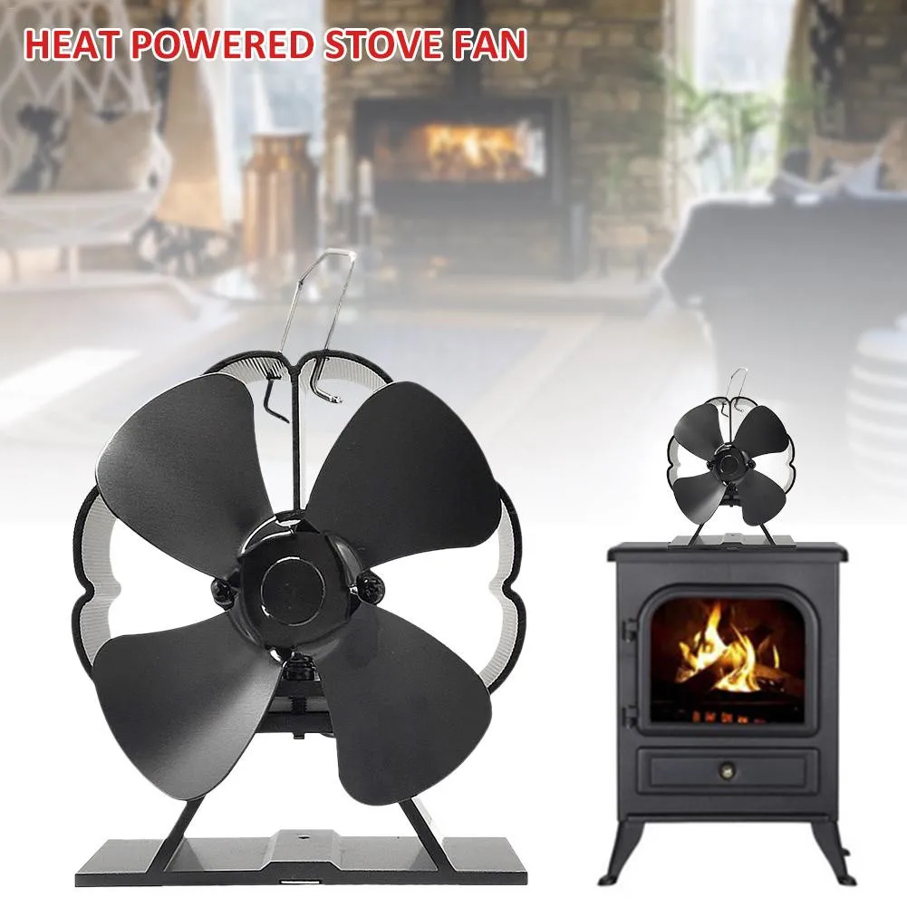 

HOT Mini 5 Blades Heat Powered Stove Fan Wood/Log Burner Fireplace Eco Friendly Black Quiet Home Fireplace Fan Efficient Heat