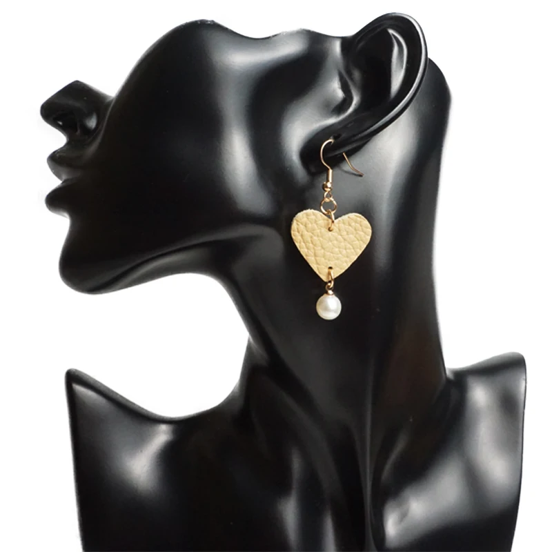 Женские серьги-подвески из натуральной кожи с жемчугом | Украшения и аксессуары