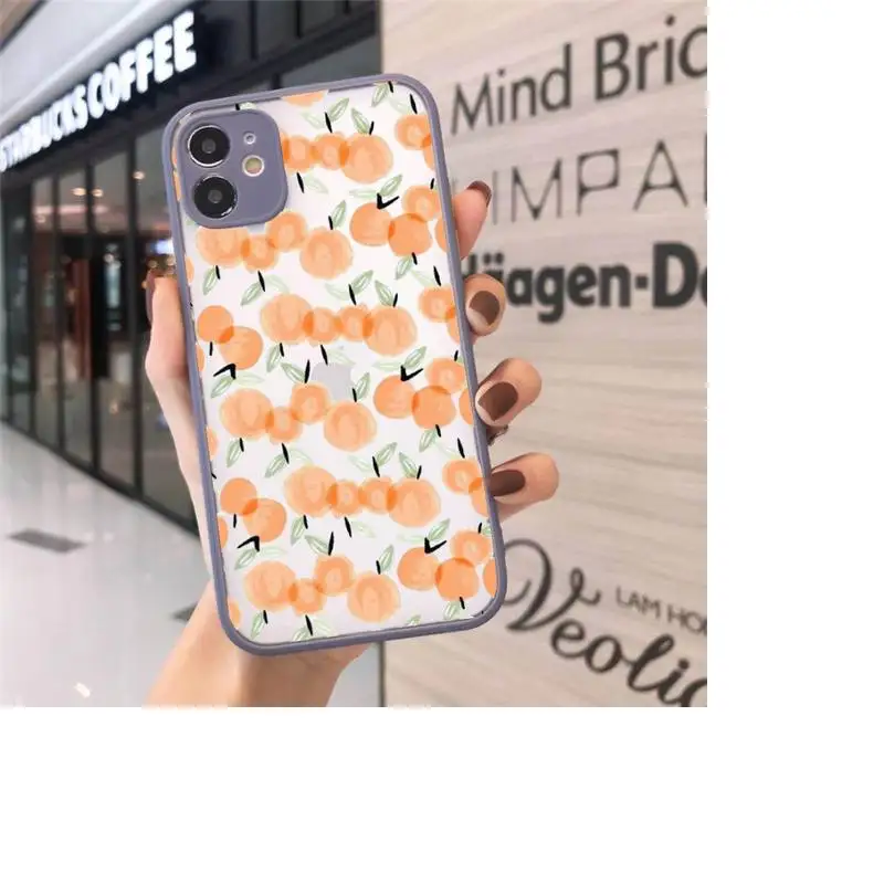 

peach Phone Case For iPhone 12 11 Mini Pro XR XS Max 7 8 Plus X Matte transparent Gray Back Cover