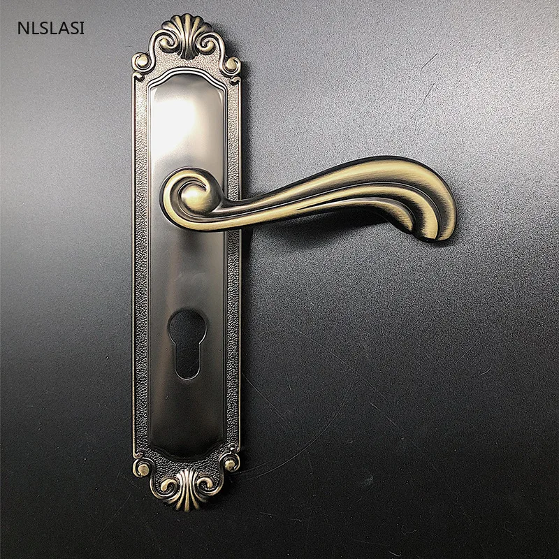 

European style zinc alloy indoor solid wood mute handle lock bedroom door lock hardware accessories bathroom door lock