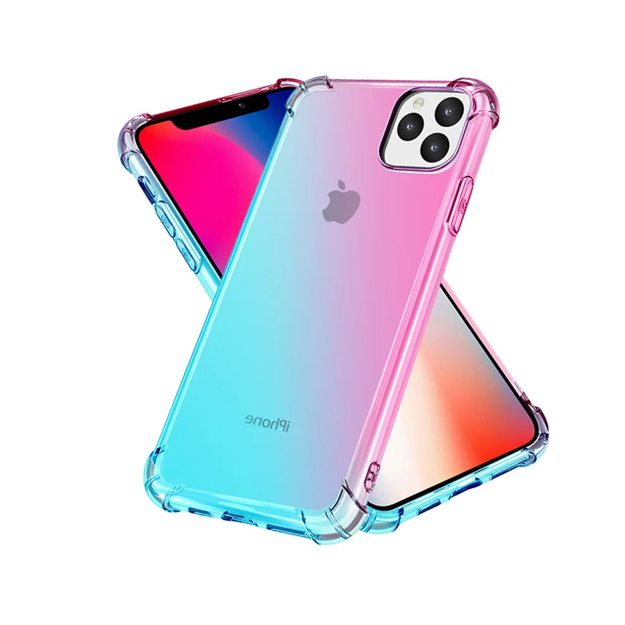 Радужный силиконовый чехол для iPhone 11 Pro градиентный противоударный Max мягкий из