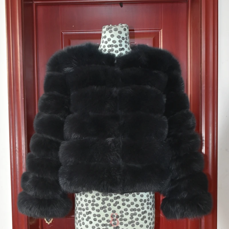2019 50 см натуральная Шуба из натурального Лисьего меха Женские зимние натуральный