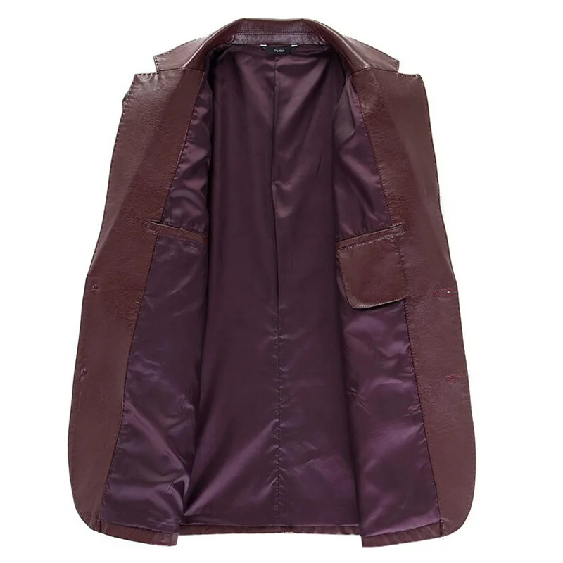 Мужская кожаная куртка из овчины Модная приталенная с воротником для костюма