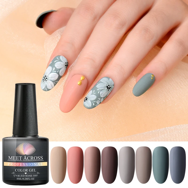 MEET ACROSS 8ml Matte Top Coat Color UV Gel Nail Polish 60 Colors Semi Permanent Soak Off Varnish DIY Art Paint | Красота и здоровье