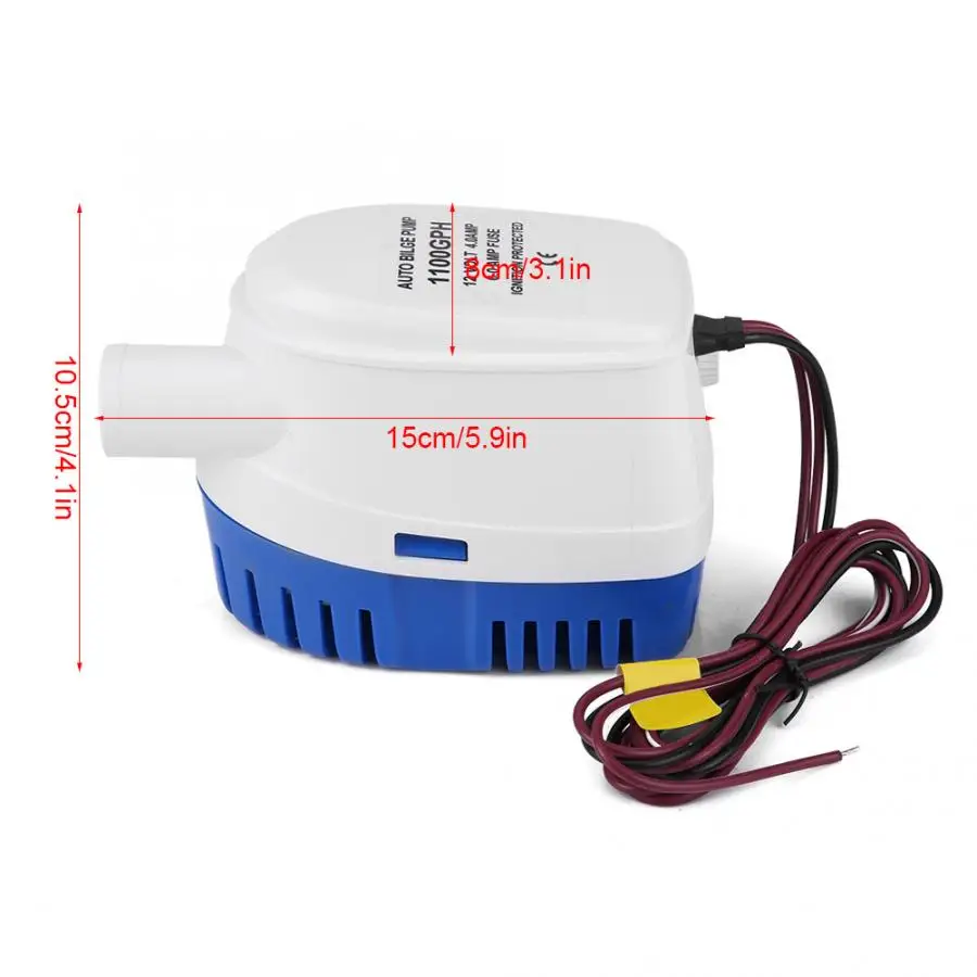 

Water Pump 1100GPH Automatic Bilge Pump 12V Automatic Submersible Bilge Water Pump Fully Auto Float Switch Internal bomba