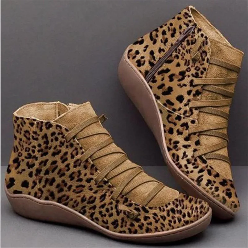 

Ankle Boots Women PU Leather Women's Winter Cross Strap Vintage Plush Punk Warm Short Boots Flat Ladies Shoes Woman Botas Mujer