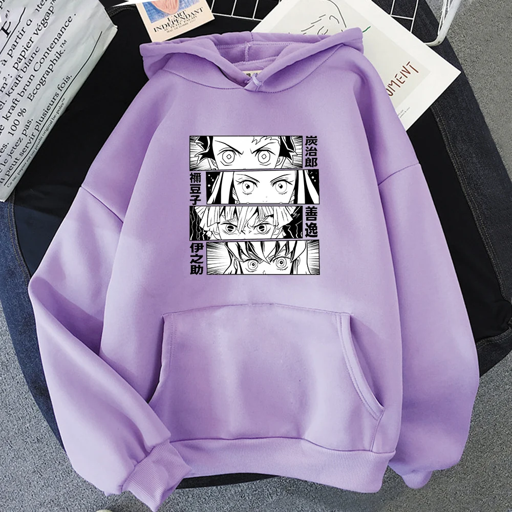 

Крутая толстовка с капюшоном манга Kimetsu No Yaiba в стиле Харадзюку, с изображением истребителей демонов, мужские и женские топы, Повседневная Ул...
