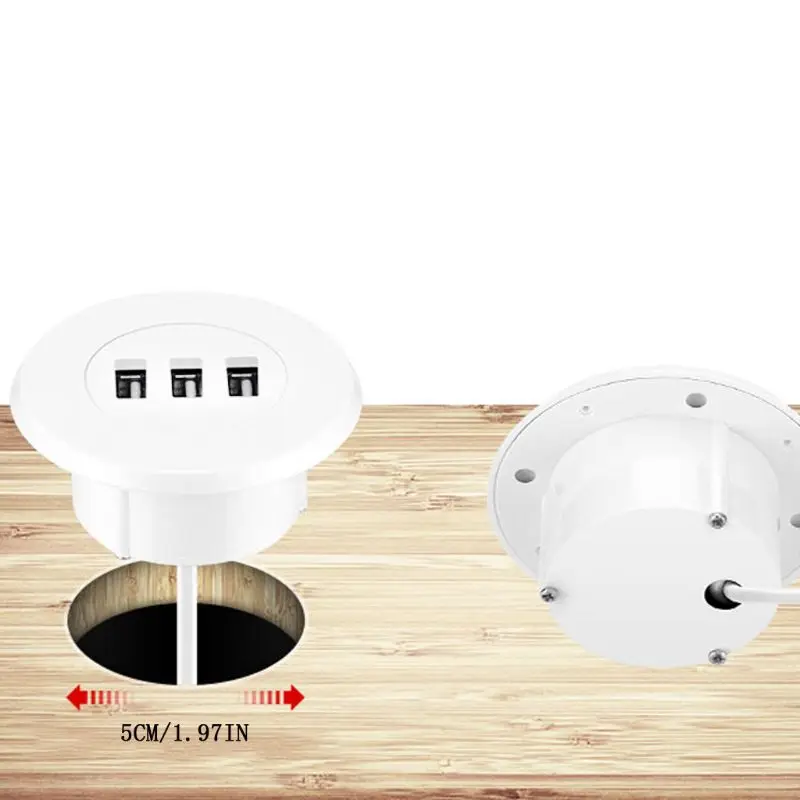 

5cm Grommet Hole In-Desk Mounting 3 Ports USB 2.0 Hub For Laptop PC Computer