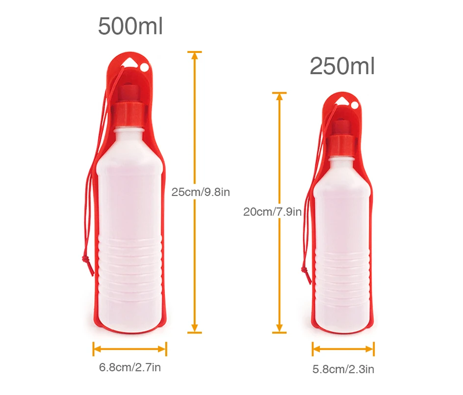 

250ml/500ml Pet Dog Water Bottle Plastic Portable Water Bottle Pets Outdoor Travel Drinking Water Feeder Bowl Foldable