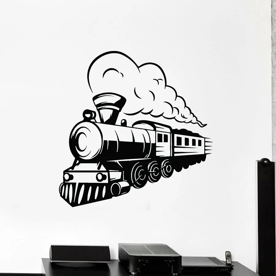 

Train Wall Decal Locomotive Steam Railway Transport Vinyl Sticker Kids Bedroom Living Room Home Decor Nursery Art Mural S1223