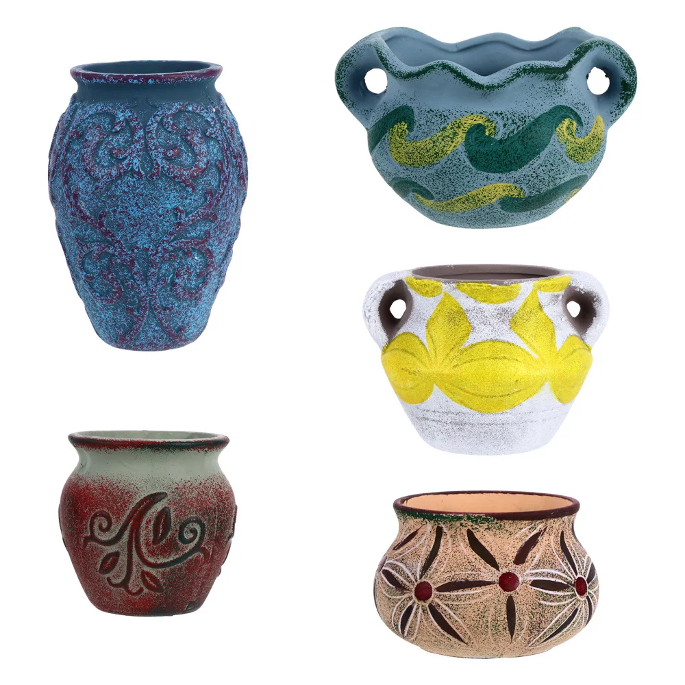 

5pcs Delicate Hand-painted Succulent Flowerpot Bright Home Flowerpot Decor