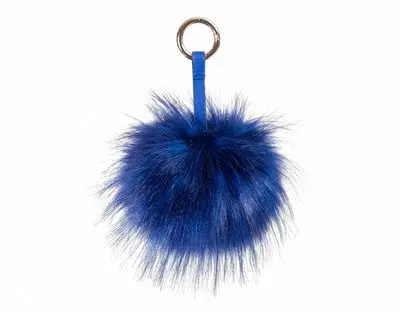 Blue 15 см пушистый мех енота мяч брелок Pom брелок для ключей сумка Автомобильные украшения Подвеска Брелоки Llaveros Mujer chaviro Carro - Цвет: Blue