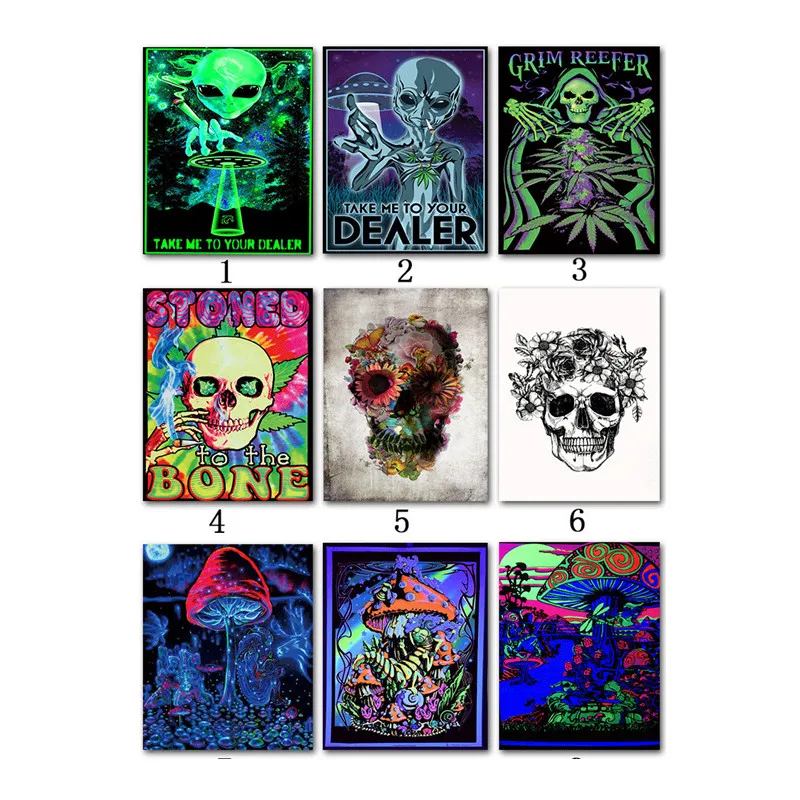 Абстрактные картины Blacklight арт психоделическая футболка печать плакатов современные настенные картины на холсте для гостиной домашний декор