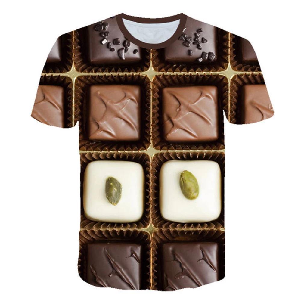 Мужская футболка с 3d рисунком шоколада яркая летняя забавная коротким рукавом и