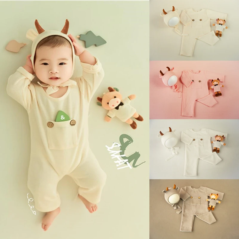 

3Pcs/Set Newborn Photography Clothing Cute Infant Calf Style Clothes Baby Photo Props Newborn Photography Props Accessories