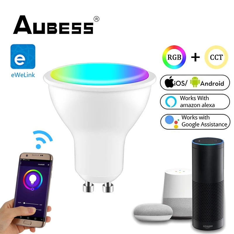 

GU10 WiFi Smart Light LED Bulbs RGBCW 4W EWeLink Dimmable Lamps Smart Life Remote Control Work With Alexa Google Home