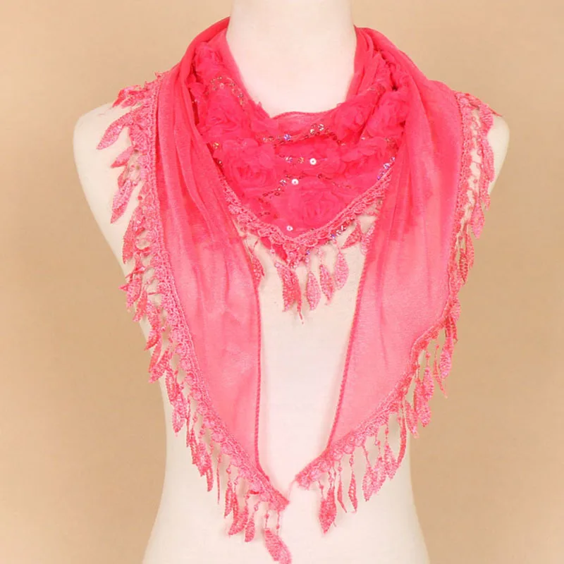 Женский треугольный шелковый шарф роскошный бренд женские кружевные шарфы