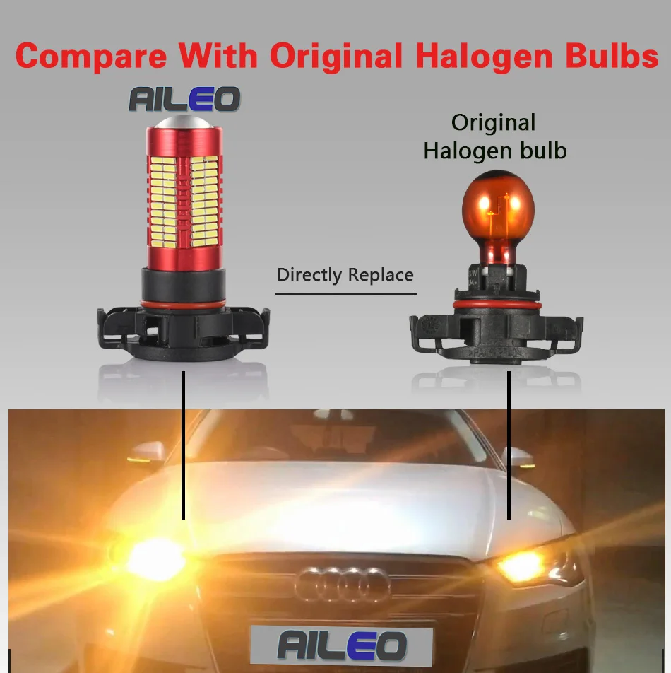 AILEO без ошибок canbus PSY24W светодиодный 106 SMD аварийный свет сигнальные огни для VW Passat B7 TIGUAN Golf MK6 Audi Citroen C5 Opel