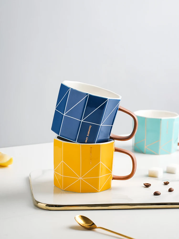 Творческий большой геометрический офисные Керамика цвет желтый синий размеры
