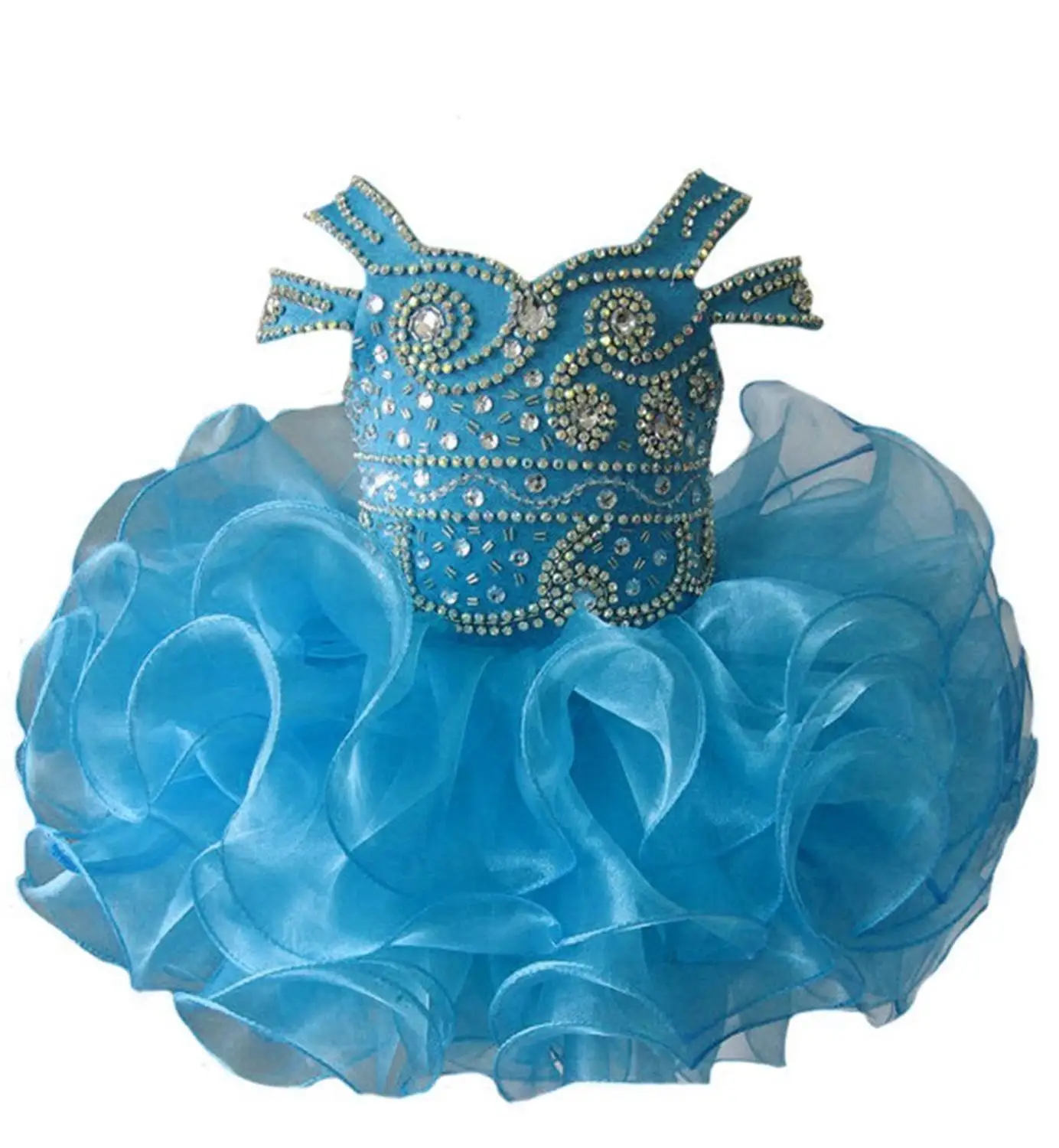 Платье-пачка с бретельками украшенное бусинами для младенцев первого причастия