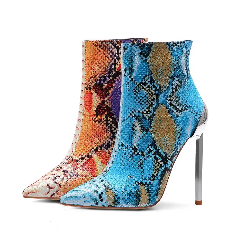 Женские ботильоны на металлическом каблуке с острым носком|Женские полусапожки|