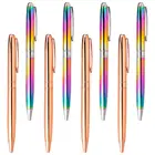 Металлическая шариковая ручка 10 шт.лот, роскошная розово-Золотая рекламная Радужная шариковая ручка с индивидуальным логотипом для подарка