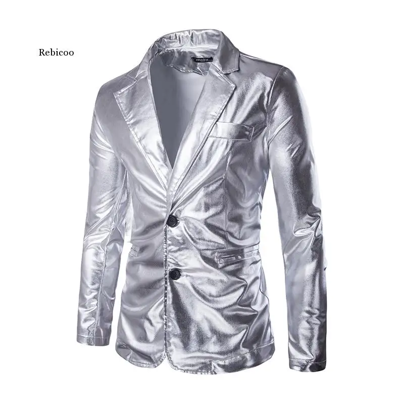 Men Golden jacket Blazer Performance Fitted jacket Silver Costume Nightclub Slim Autumn Winter Male Jacket Classic Party Blazer