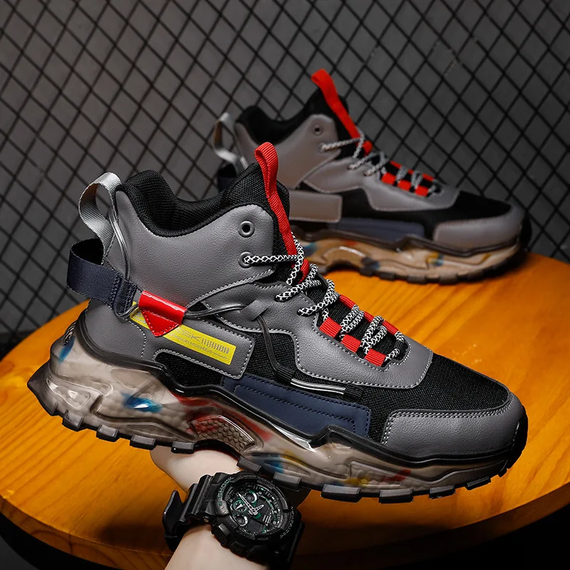 

New style men's casual sports shoes national tide wind mesh running shoes large size popcorn trend men's shoes