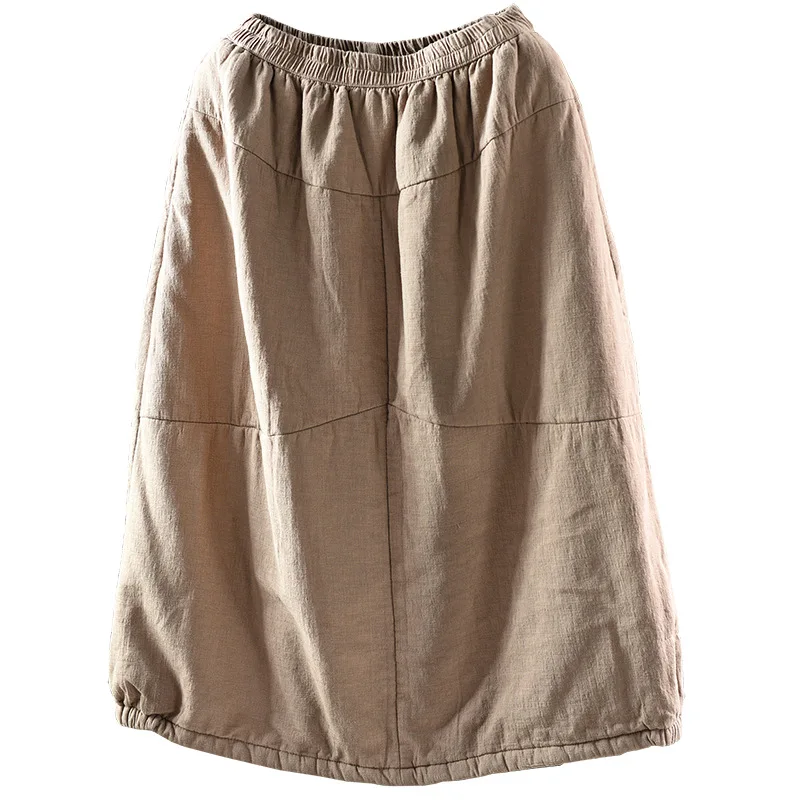 Осенне зимняя юбка Женская Ретро эластичная талия свободная прошитая 2019 Новая