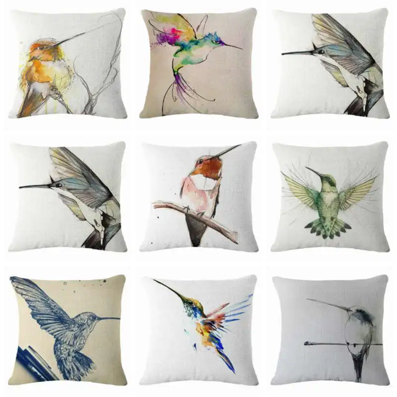 Красочные граффити Колибри наволочка из хлопка и льна с принтом наволочки для