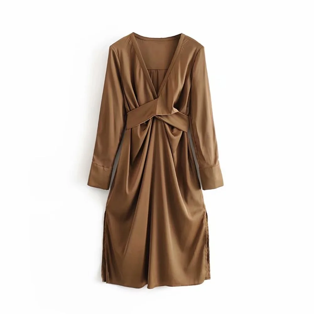 Весна 2020 женский новый стиль v образный вырез длинный рукав с нижней частью