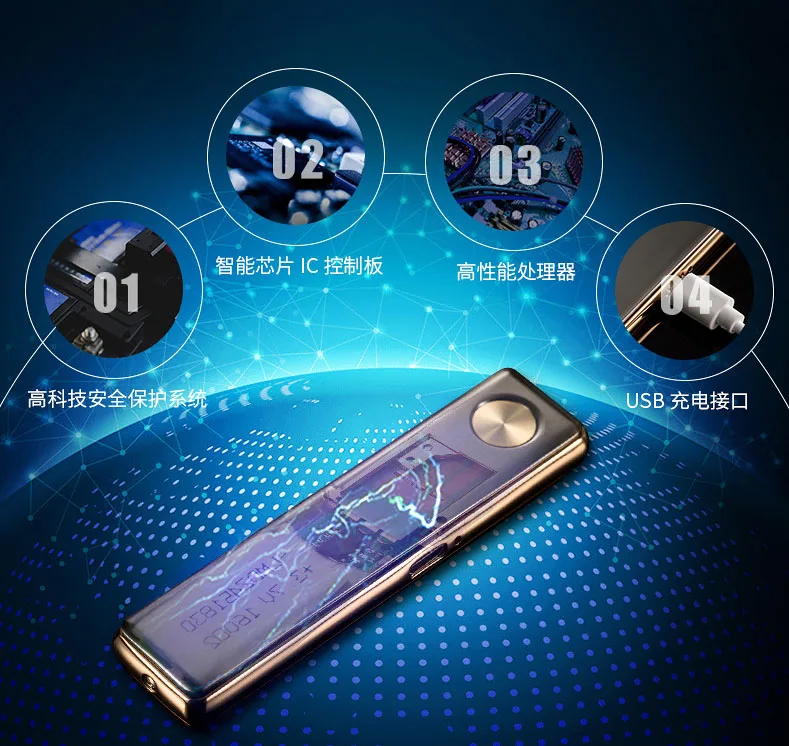 Jobon USB Зажигалка, ультра тонкая ветрозащитная металлическая зажигалка, Электронная зажигалка подарочная упаковка