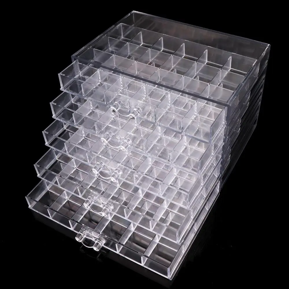 

120 Grids Plastic Empty Nail Art Storage Box Nail Tools Jewelry Rhinestone Beads Nail Polish Case Organizer Pullable Container