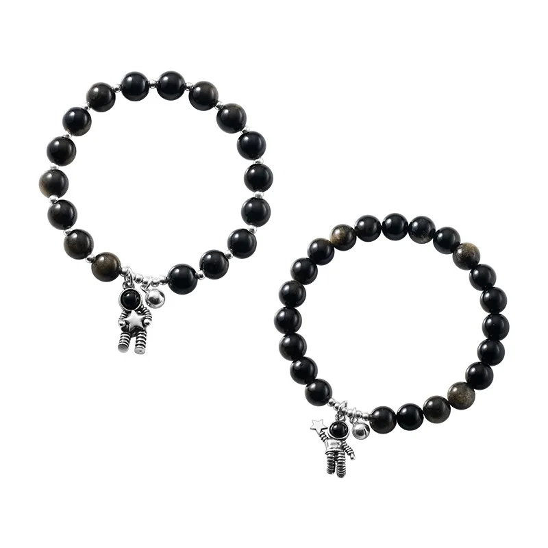 MEETSOFT милые браслеты для мужчин и женщин из серебра 925 пробы 8 мм золотистые